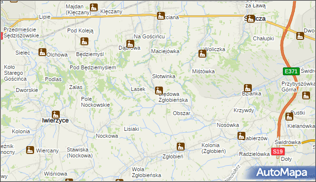 mapa Błędowa Zgłobieńska, Błędowa Zgłobieńska na mapie Targeo