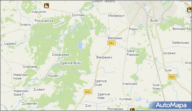 mapa Bledzewko, Bledzewko na mapie Targeo