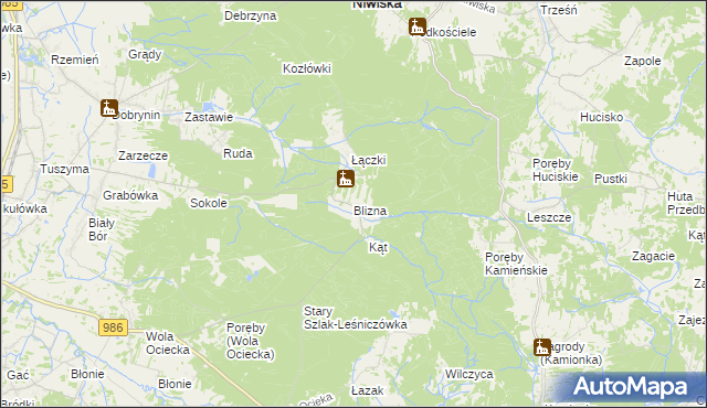 mapa Blizna gmina Ostrów, Blizna gmina Ostrów na mapie Targeo