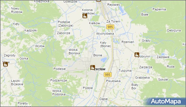 mapa Błonie gmina Przecław, Błonie gmina Przecław na mapie Targeo