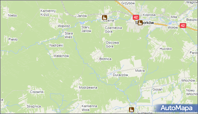 mapa Błotnica gmina Stąporków, Błotnica gmina Stąporków na mapie Targeo