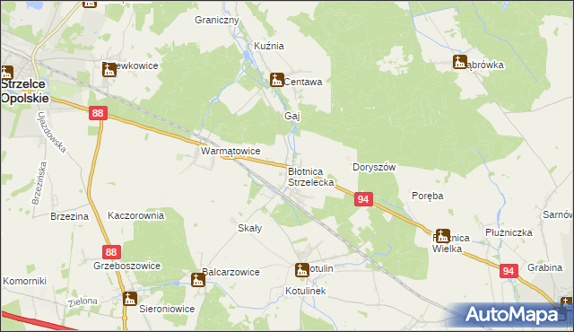 mapa Błotnica Strzelecka, Błotnica Strzelecka na mapie Targeo