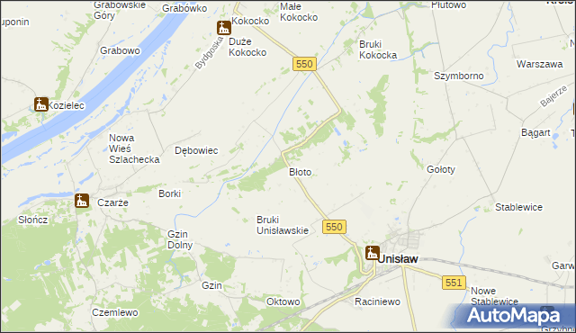 mapa Błoto gmina Unisław, Błoto gmina Unisław na mapie Targeo