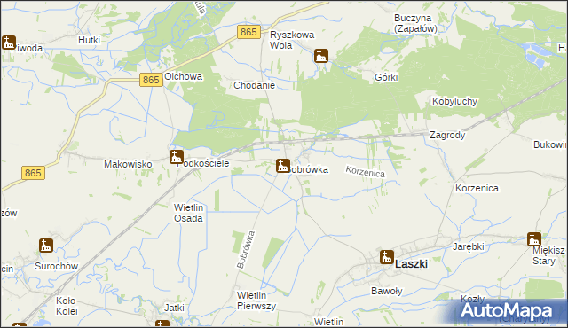 mapa Bobrówka gmina Laszki, Bobrówka gmina Laszki na mapie Targeo