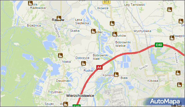 mapa Bobrowniki Małe, Bobrowniki Małe na mapie Targeo