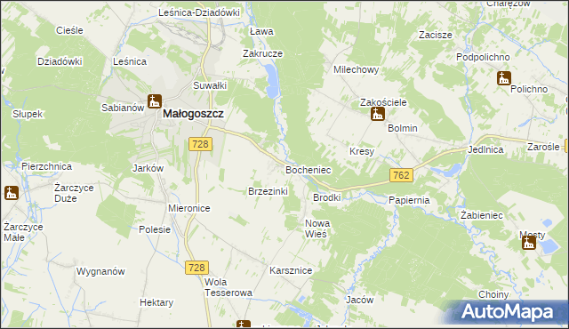 mapa Bocheniec gmina Małogoszcz, Bocheniec gmina Małogoszcz na mapie Targeo