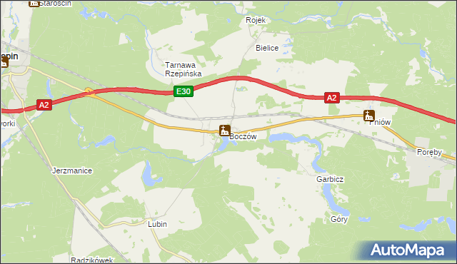 mapa Boczów gmina Torzym, Boczów gmina Torzym na mapie Targeo