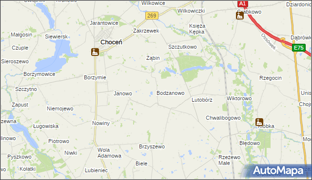 mapa Bodzanowo gmina Choceń, Bodzanowo gmina Choceń na mapie Targeo