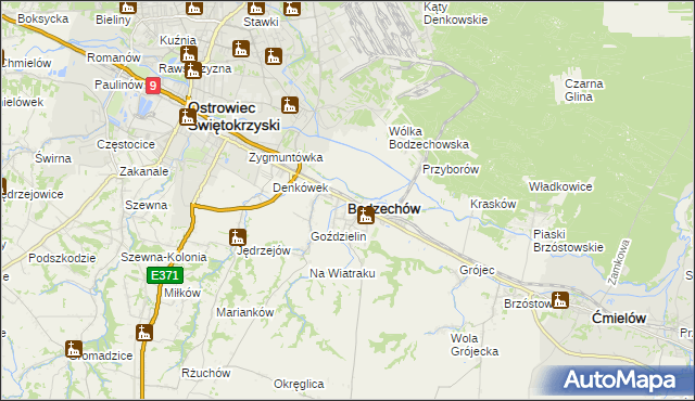 mapa Bodzechów, Bodzechów na mapie Targeo