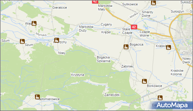 mapa Bogacka Szklarnia, Bogacka Szklarnia na mapie Targeo