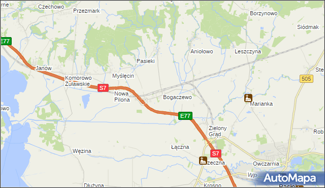 mapa Bogaczewo gmina Elbląg, Bogaczewo gmina Elbląg na mapie Targeo