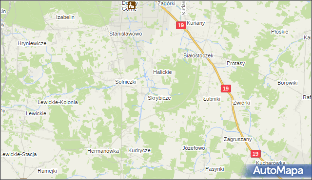 mapa Bogdaniec gmina Zabłudów, Bogdaniec gmina Zabłudów na mapie Targeo