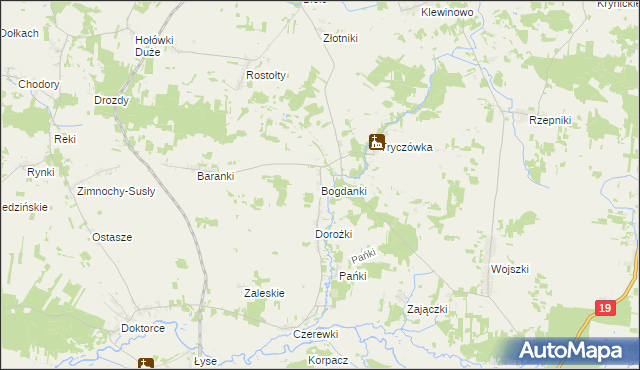 mapa Bogdanki gmina Juchnowiec Kościelny, Bogdanki gmina Juchnowiec Kościelny na mapie Targeo