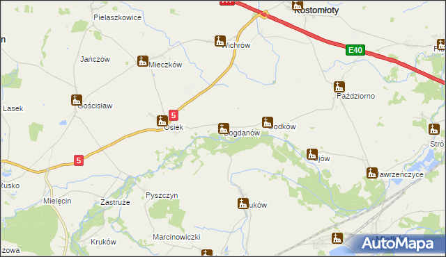 mapa Bogdanów gmina Kostomłoty, Bogdanów gmina Kostomłoty na mapie Targeo