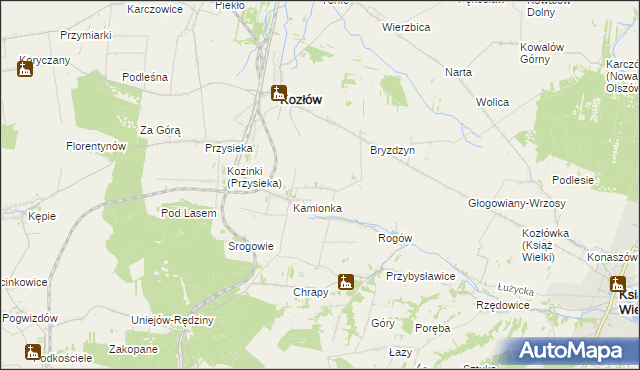 mapa Bogdanów gmina Kozłów, Bogdanów gmina Kozłów na mapie Targeo