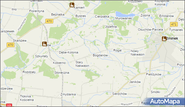 mapa Bogdanów gmina Koźminek, Bogdanów gmina Koźminek na mapie Targeo