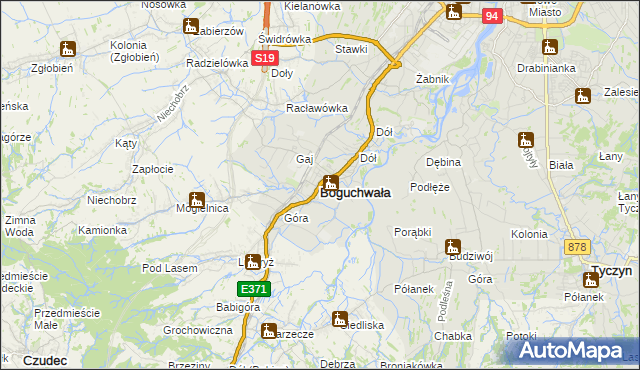 mapa Boguchwała powiat rzeszowski, Boguchwała powiat rzeszowski na mapie Targeo