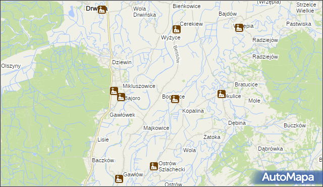 mapa Bogucice gmina Bochnia, Bogucice gmina Bochnia na mapie Targeo