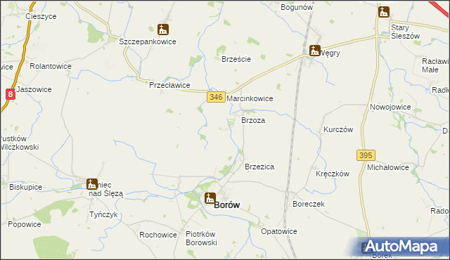 mapa Boguszyce gmina Borów, Boguszyce gmina Borów na mapie Targeo