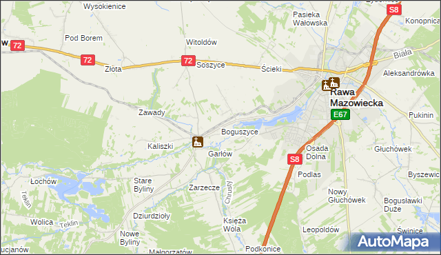 mapa Boguszyce gmina Rawa Mazowiecka, Boguszyce gmina Rawa Mazowiecka na mapie Targeo