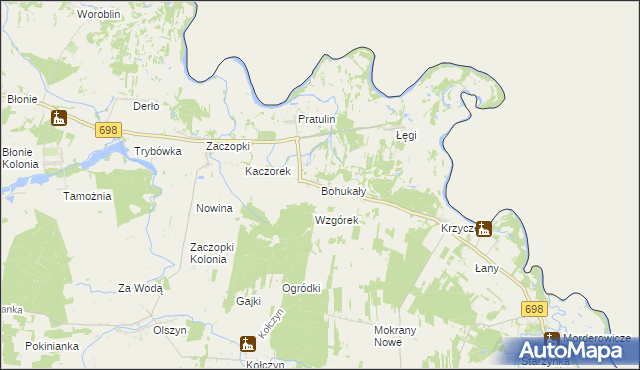 mapa Bohukały, Bohukały na mapie Targeo