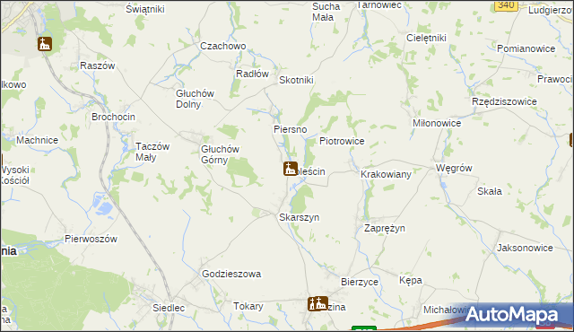 mapa Boleścin gmina Trzebnica, Boleścin gmina Trzebnica na mapie Targeo