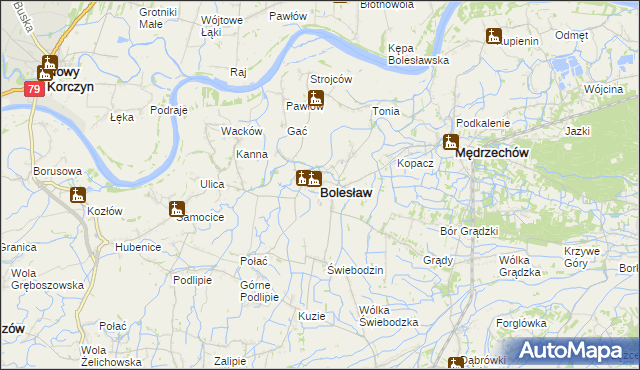 mapa Bolesław powiat dąbrowski, Bolesław powiat dąbrowski na mapie Targeo