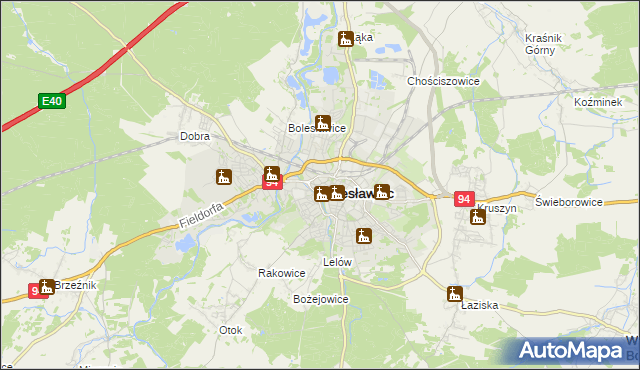 mapa Bolesławca, Bolesławiec na mapie Targeo
