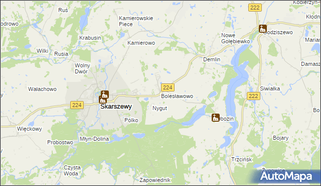 mapa Bolesławowo gmina Skarszewy, Bolesławowo gmina Skarszewy na mapie Targeo
