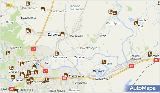 mapa Bolestraszyce, Bolestraszyce na mapie Targeo