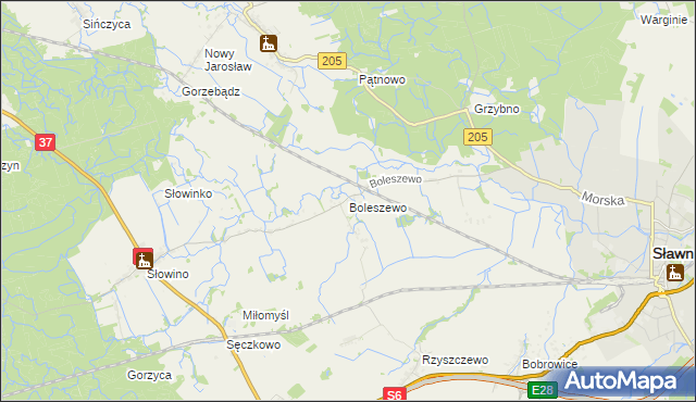 mapa Boleszewo, Boleszewo na mapie Targeo
