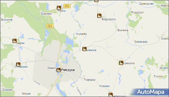 mapa Bolewice gmina Pełczyce, Bolewice gmina Pełczyce na mapie Targeo