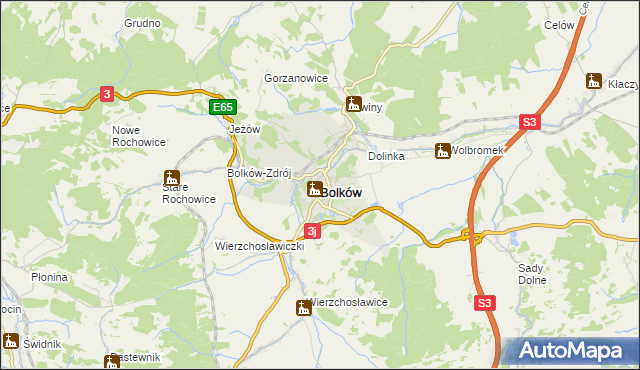 mapa Bolków powiat jaworski, Bolków powiat jaworski na mapie Targeo
