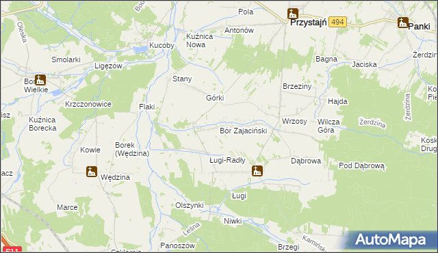 mapa Bór Zajaciński, Bór Zajaciński na mapie Targeo