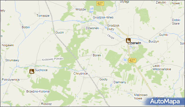 mapa Borek gmina Czerwin, Borek gmina Czerwin na mapie Targeo