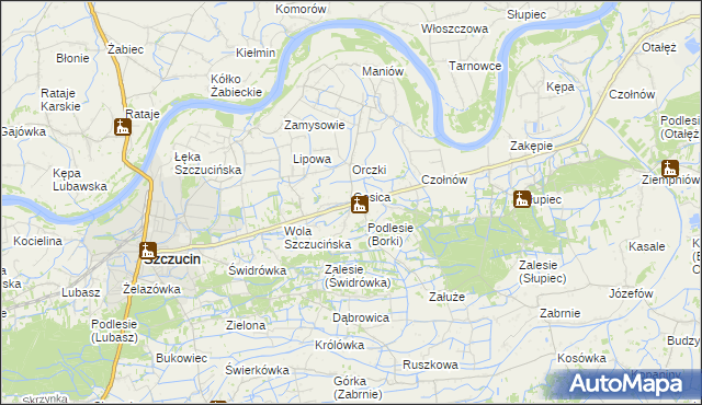 mapa Borki gmina Szczucin, Borki gmina Szczucin na mapie Targeo