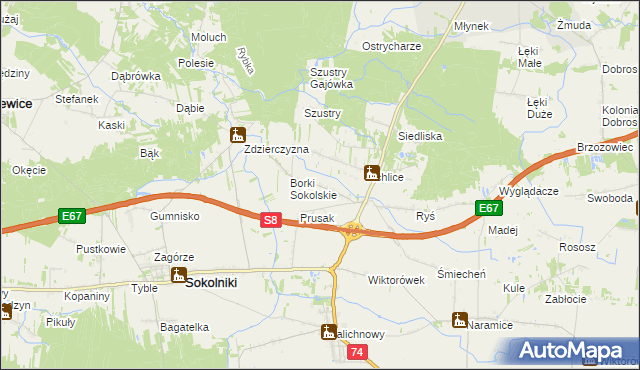 mapa Borki Pichelskie, Borki Pichelskie na mapie Targeo