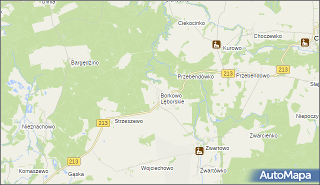 mapa Borkowo Lęborskie, Borkowo Lęborskie na mapie Targeo