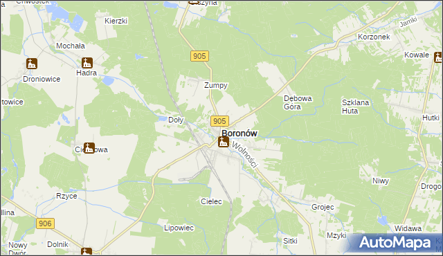 mapa Boronów, Boronów na mapie Targeo
