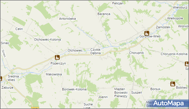 mapa Borów gmina Gorzków, Borów gmina Gorzków na mapie Targeo