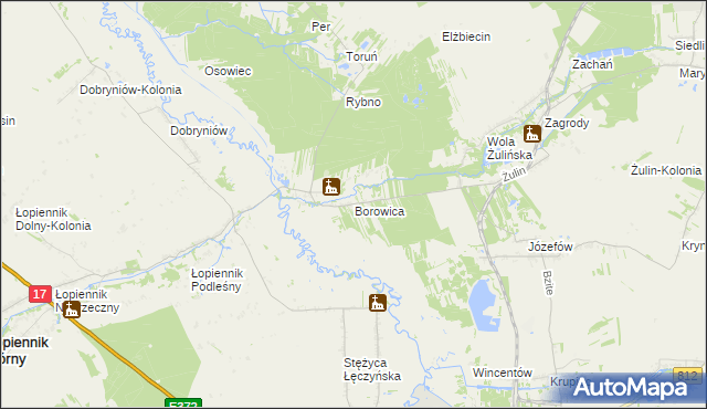 mapa Borowica gmina Łopiennik Górny, Borowica gmina Łopiennik Górny na mapie Targeo