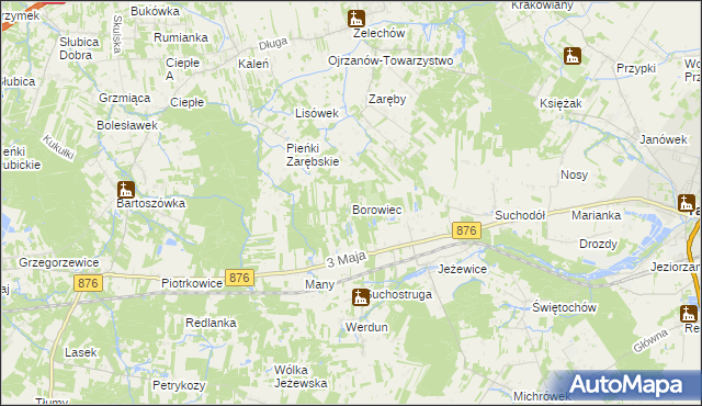 mapa Borowiec gmina Tarczyn, Borowiec gmina Tarczyn na mapie Targeo