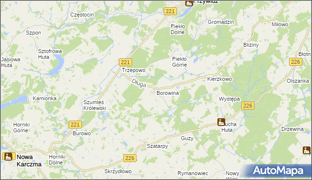 mapa Borowina gmina Przywidz, Borowina gmina Przywidz na mapie Targeo