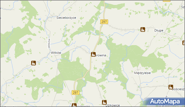 mapa Borowina gmina Szprotawa, Borowina gmina Szprotawa na mapie Targeo