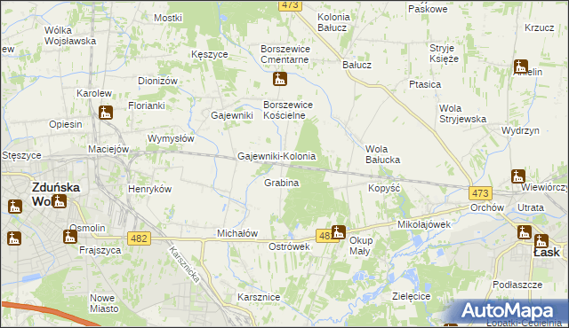 mapa Borszewice Kolejowe, Borszewice Kolejowe na mapie Targeo