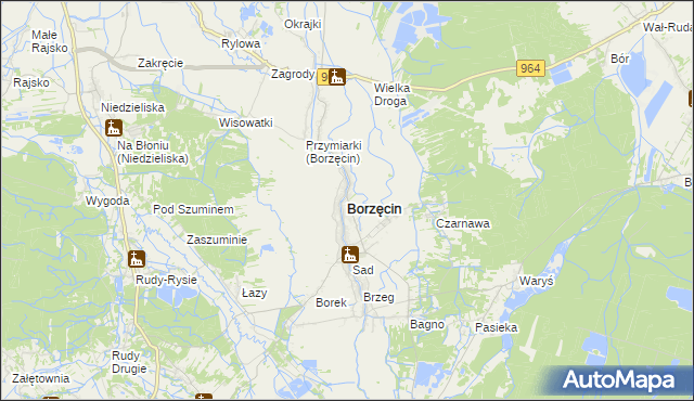 mapa Borzęcin powiat brzeski, Borzęcin powiat brzeski na mapie Targeo