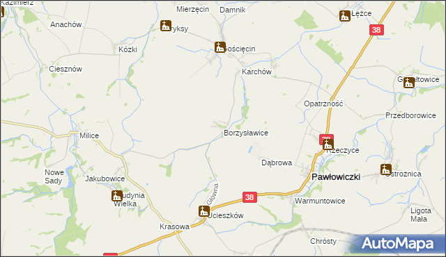 mapa Borzysławice, Borzysławice na mapie Targeo