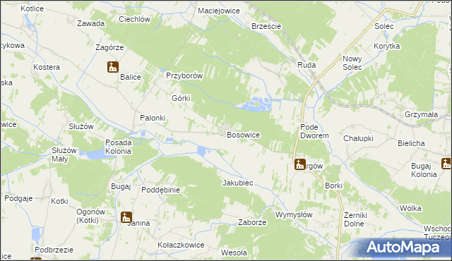 mapa Bosowice, Bosowice na mapie Targeo