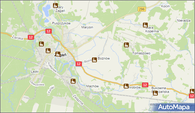 mapa Bożnów, Bożnów na mapie Targeo