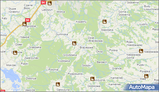 mapa Braciejowa, Braciejowa na mapie Targeo